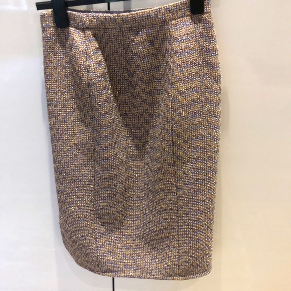 J Crew Metallic Gold Midi Skirt Size 00 - Picture 4 of 5